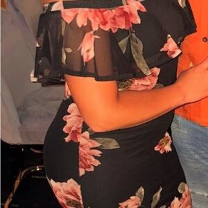 Hot Miami Styles Black Floral Mini Dress